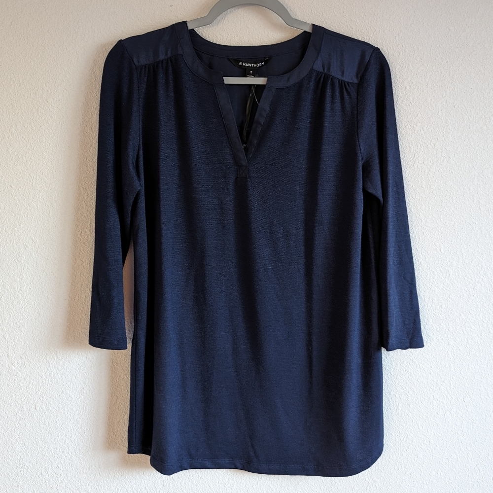41 Hawthorn Navy Blue Long Sleeve Tunic Top